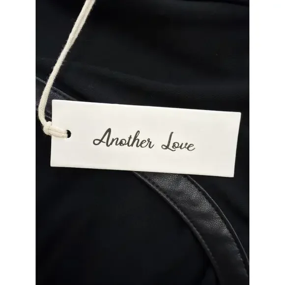 NWT Another Love Black Short Sleeve Faux Leather Trim #0633 Size XS - Picture 7 of 7